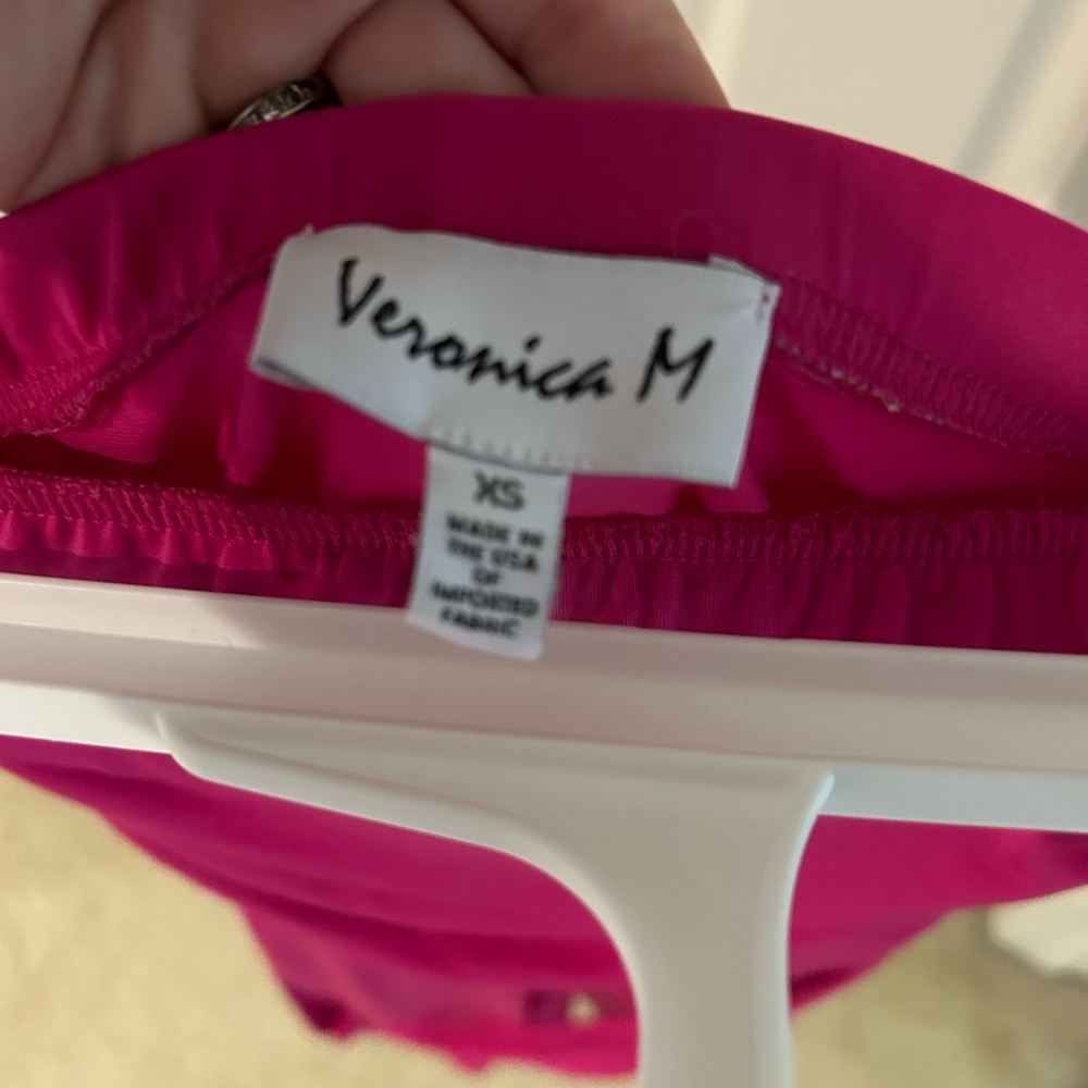 Veronica M small pink strapless tube romper with tie waist size extra small EUC